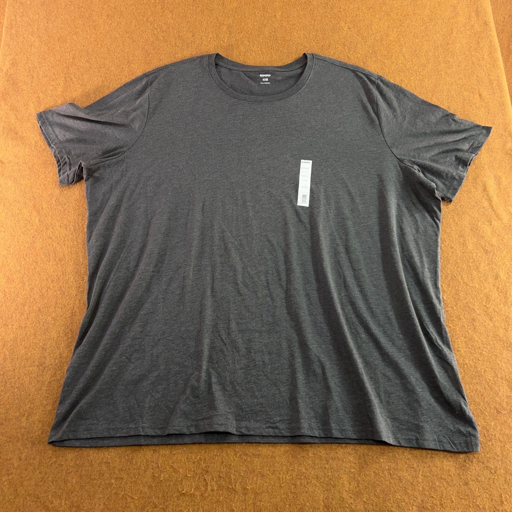 Sonoma Mens 4XB Gray Solid Short Sleeve Crew Neck T-Shirt New